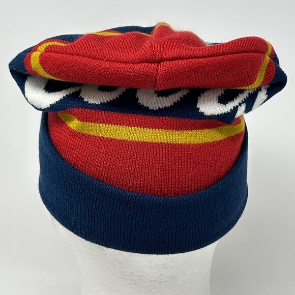 Coors Banquet Beer Beanie Winter Hat Toque Flip Cuffed Logo Mad Engine Blue - Picture 5 of 9